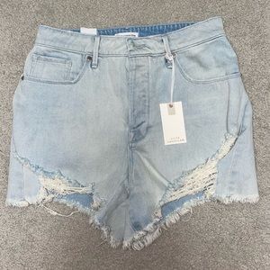 NEW Good American Womens Denim Jean Bombshell Short Size 6 / 28 Distressed High